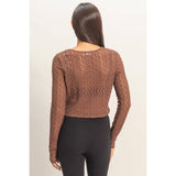 Pearl Button Sheer Lace Cardigan Top