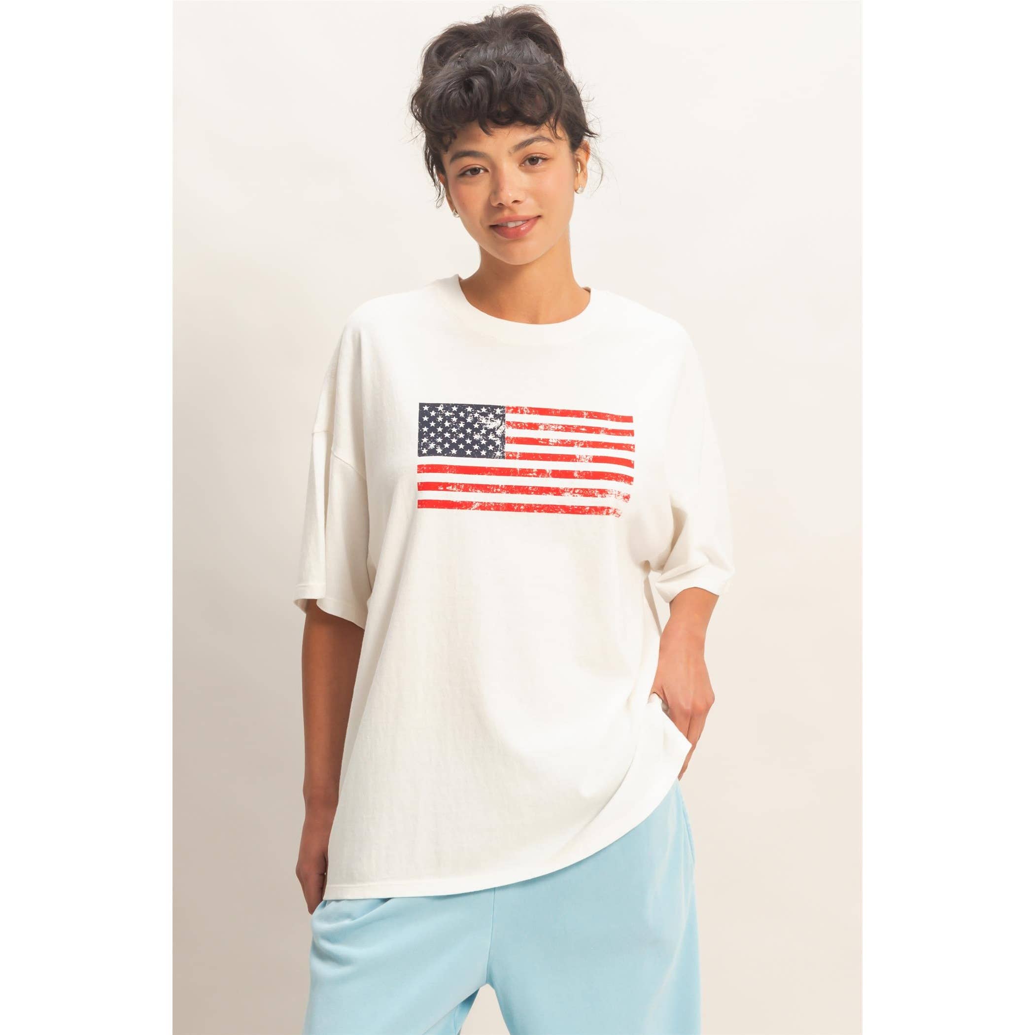 Mineral Washed Flag Graphic Tee