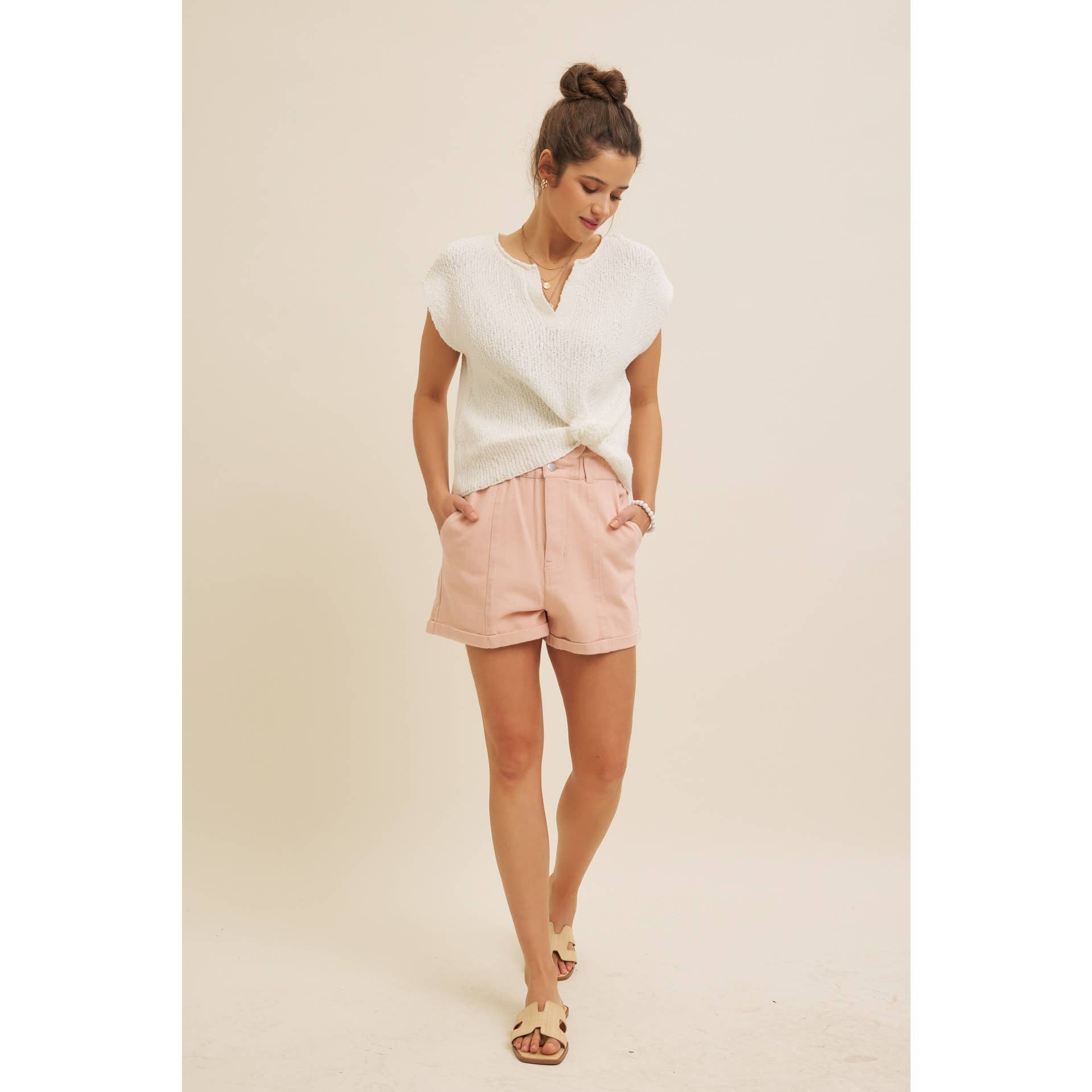 Relaxed Fit High Rise Denim Shorts
